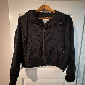 Forever 21 Black and Gold Utility Jacket with Modern Cropped Bomber Style